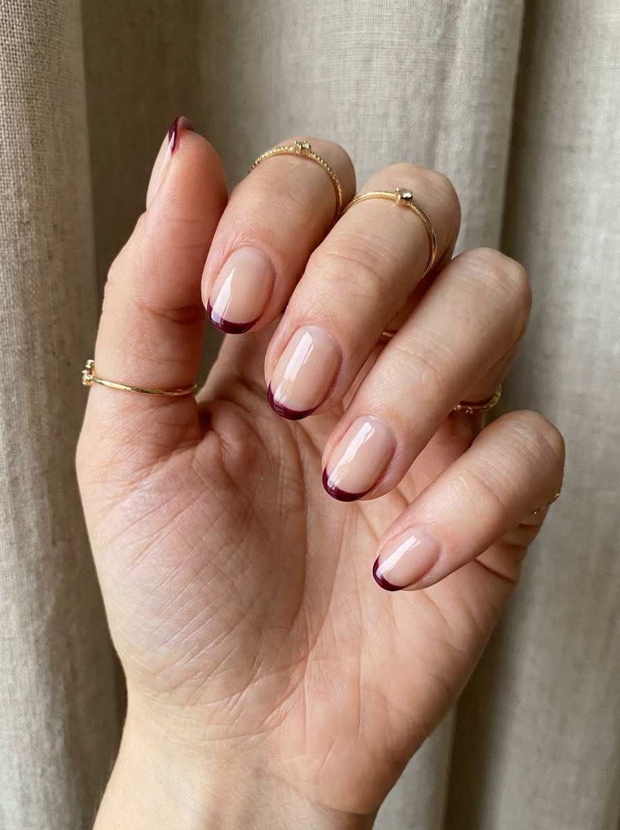 Burgundy French Nails als September Nägel Inspiration 2026